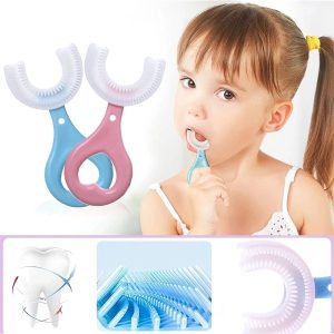 مسواک کودک مدل سیلیکونی چرخشی سری U با برس نرم - تصویر 2