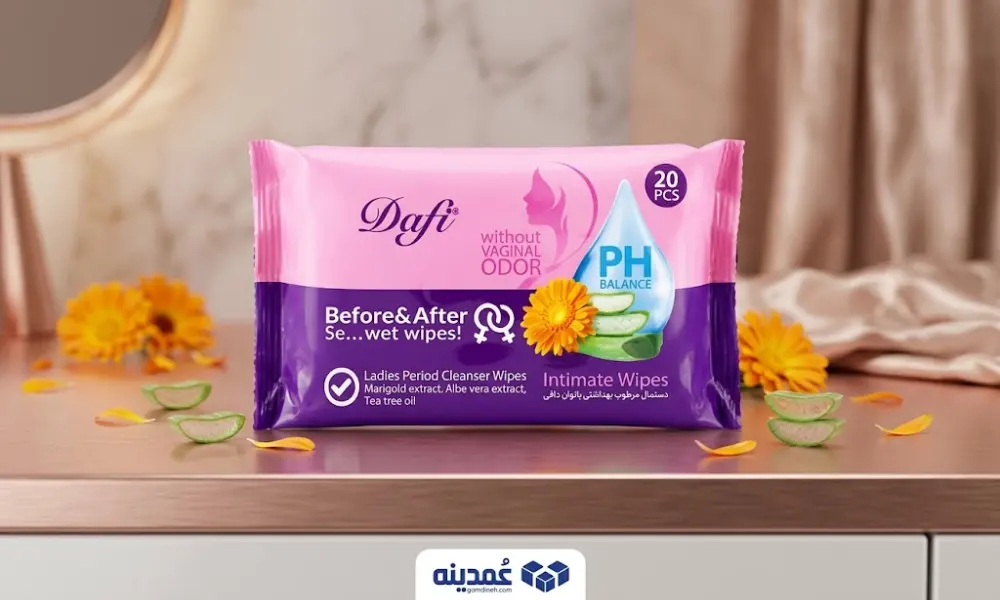 دستمال مرطوب بهداشتی بانوان دافی بسته 20 عددی 1 خرید عمده دستمال مرطوب بهداشتی بانوان دافی بسته 20 عددی