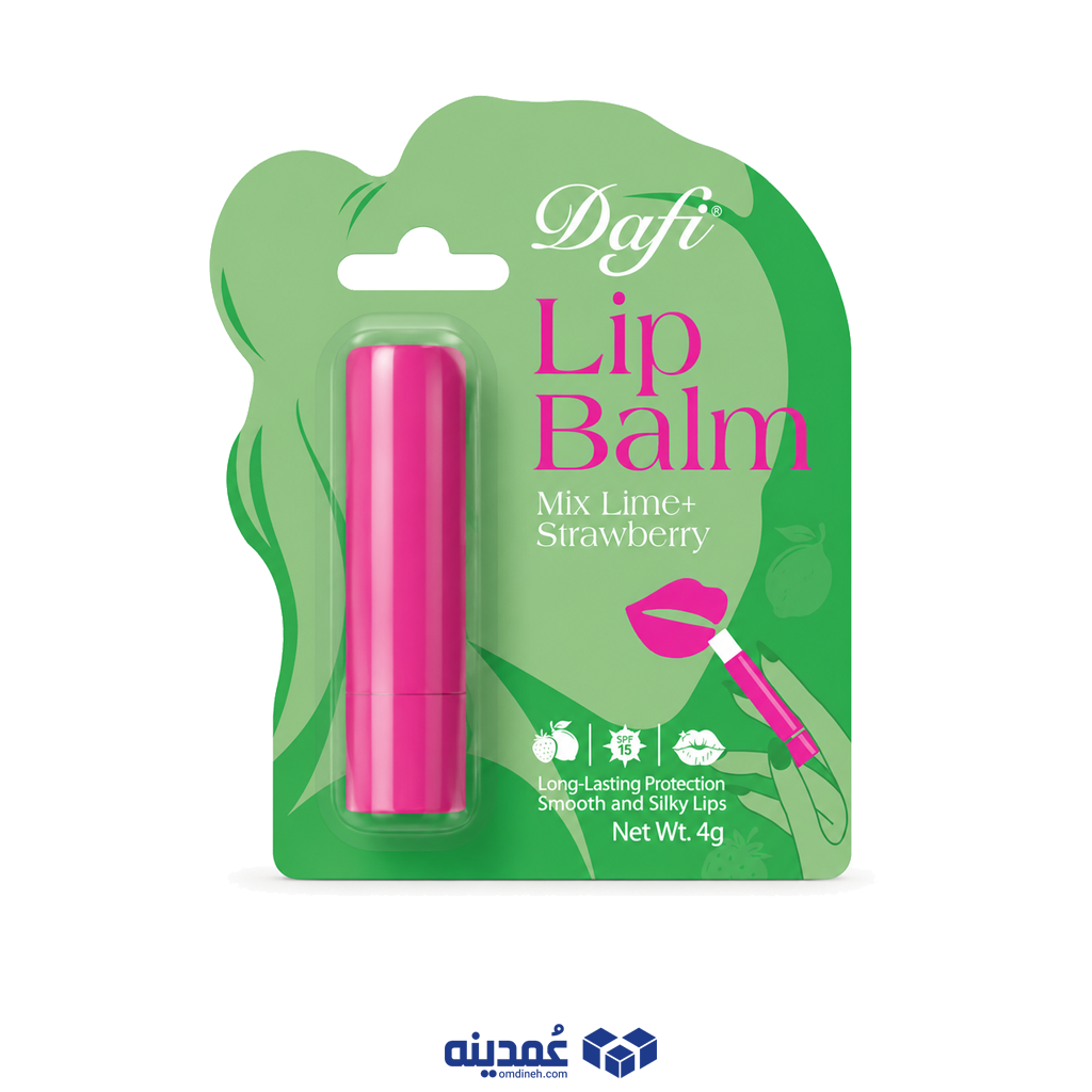 dafi-lip-balm-lemon-strawberry-spf15-4g بالم لب دافی طعم لیمو و توت فرنگی وزن ۴ گرم SPF15