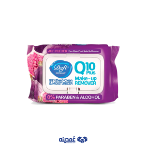 خرید عمده دستمال مرطوب پاک کننده آرایش دافی مدل Q10 طرح میوه انجیر بسته 50 عددی