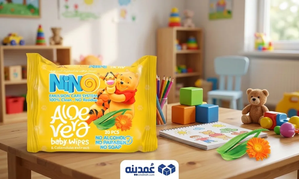 دستمال مرطوب نرم کننده کودک نینو بسته 20 عددی 1 خرید عمده دستمال مرطوب نرم کننده کودک نینو بسته 20 عددی