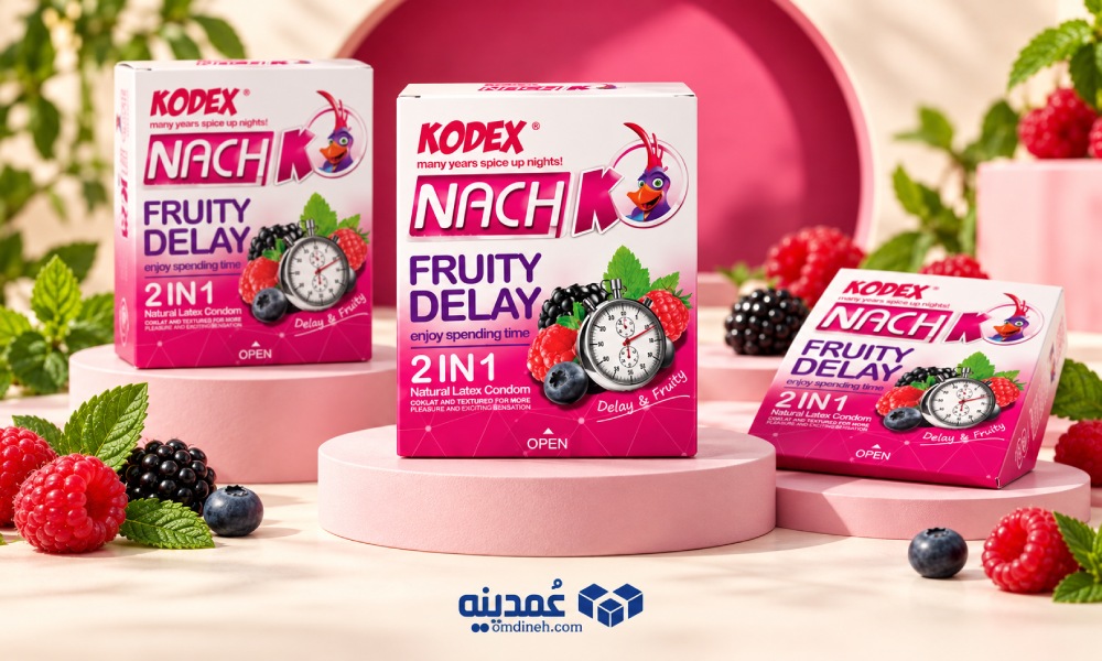 خرید عمده کاندوم تاخیری کدکس مدل Fruity Delay 2In1 بسته 3 عددی